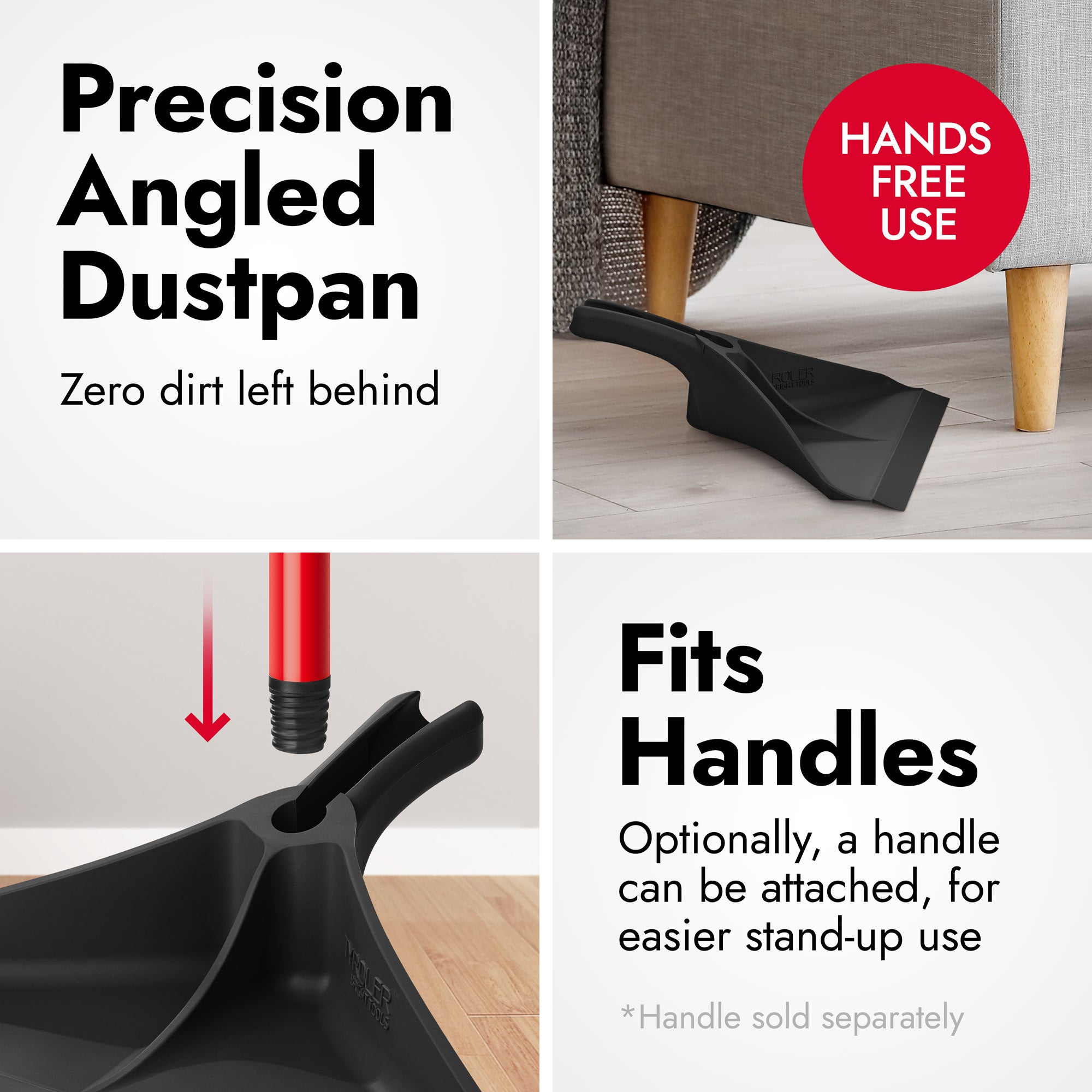 Stainless Steel 3-Piece Handle for Compact Dustpan