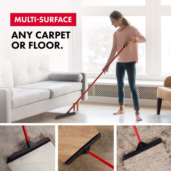Rubber Broom 37cm with built-in Wiper & Dustpan Set