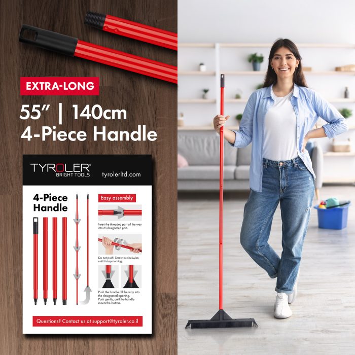 Rubber Broom 37cm with built-in Wiper & Dustpan Set