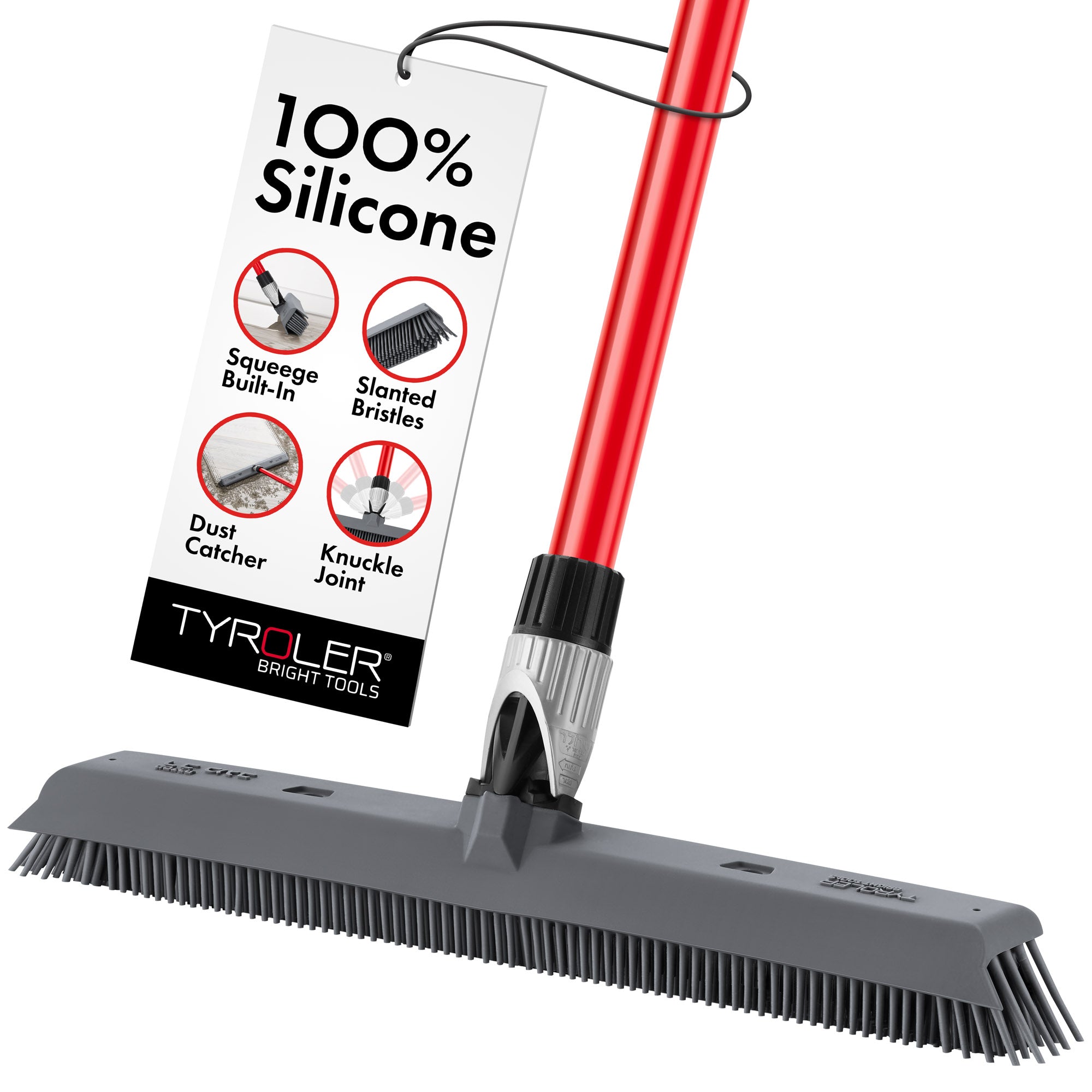 Adjustable Dust Blade Rubber Broom 41cm with built-in Squeegee