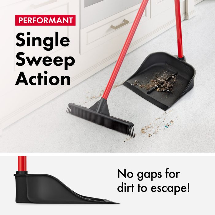 Rubber Broom 37cm with built-in Wiper & Dustpan Set