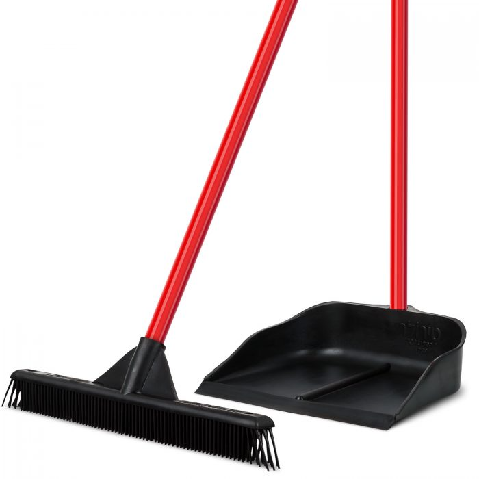 Rubber Broom 37cm with built-in Wiper & Dustpan Set