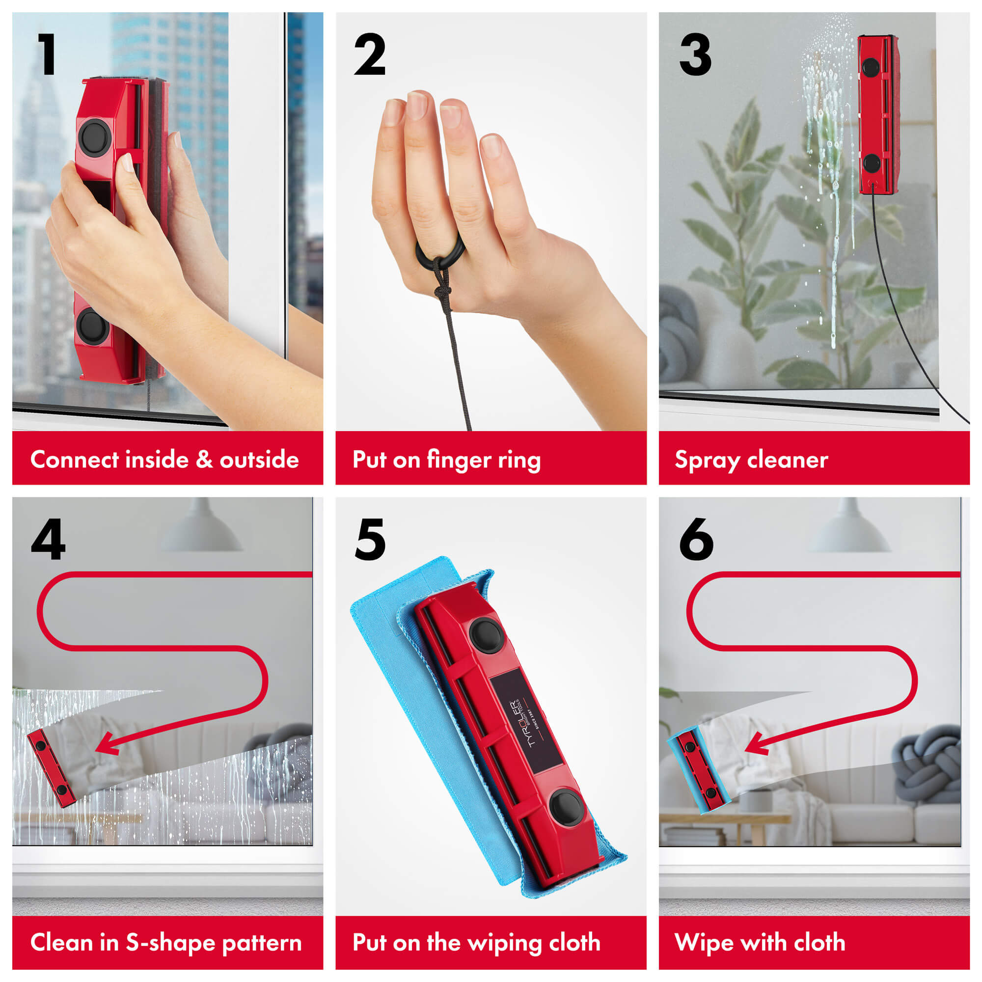 Glider S-1 Magnetic Window Cleaner, 2-8mm