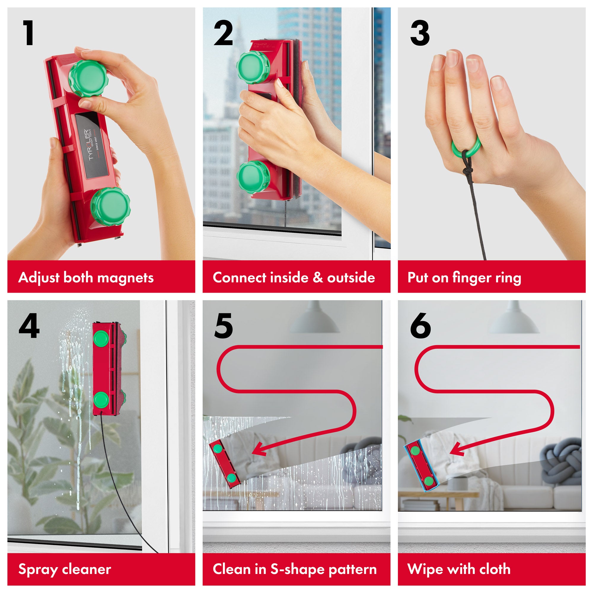 Glider D-4 AFC Magnetic Window Cleaner, 2-40mm