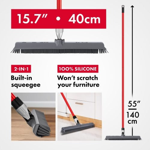 Silicone Broom 40cm with built-in Squeegee